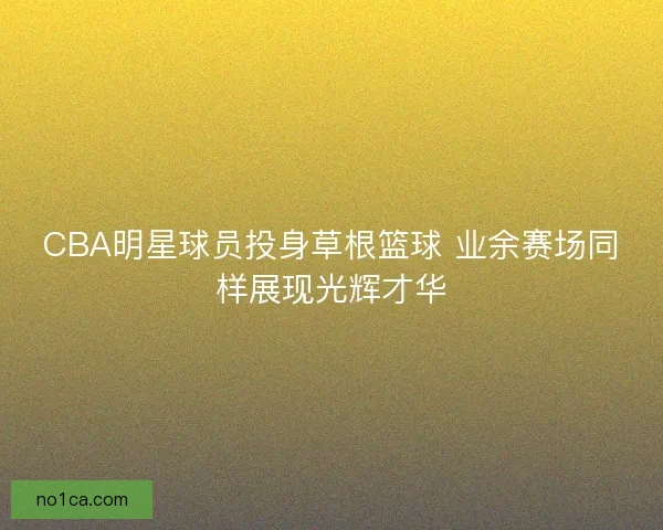 CBA明星球员投身草根篮球 业余赛场同样展现光辉才华